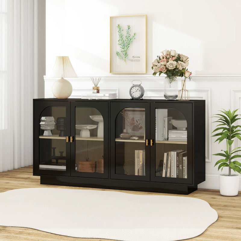 Storage Cabinet With Door For Living Room, Dining Room - Black by HouseOfZazla