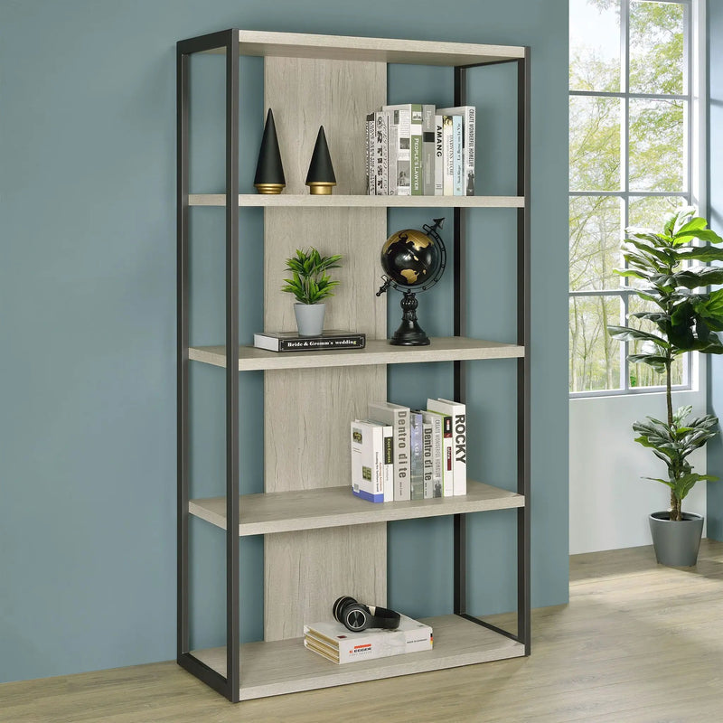 Loomis 72-inch 4-shelf Bookshelf Whitewashed Grey by Unique Piece Furniture