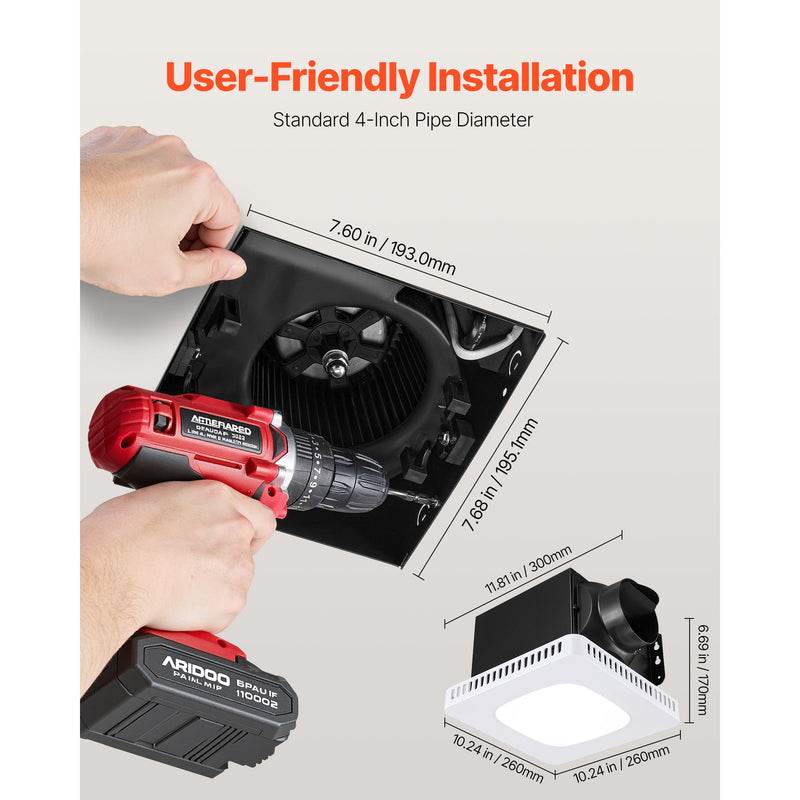 Bathroom Exhaust Fan with LED Light and Adjustable Color Temperatures by HouseOfZazla