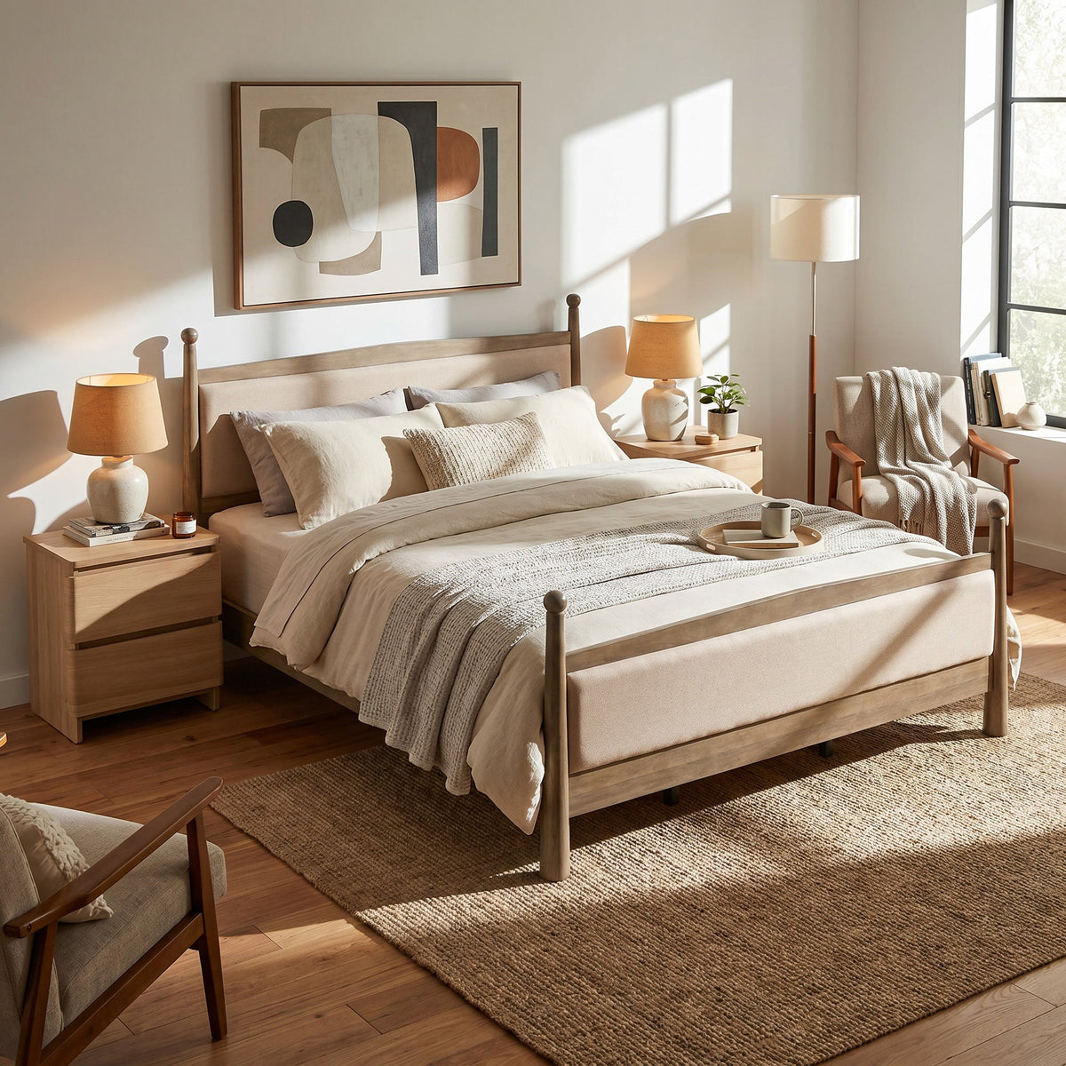 King Size Upholstered Platform Bed Frame, photo 2 of 10