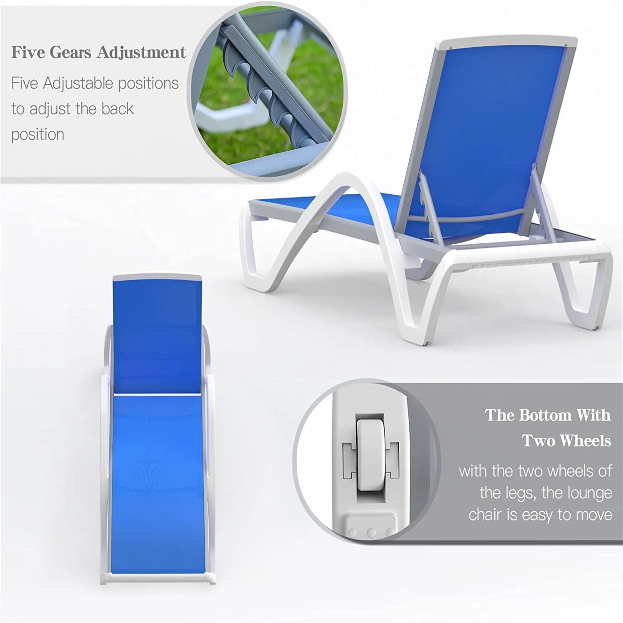 Patio Chaise Lounge Adjustable Aluminum Pool Lounge Chair with Armrest by HouseOfZazla