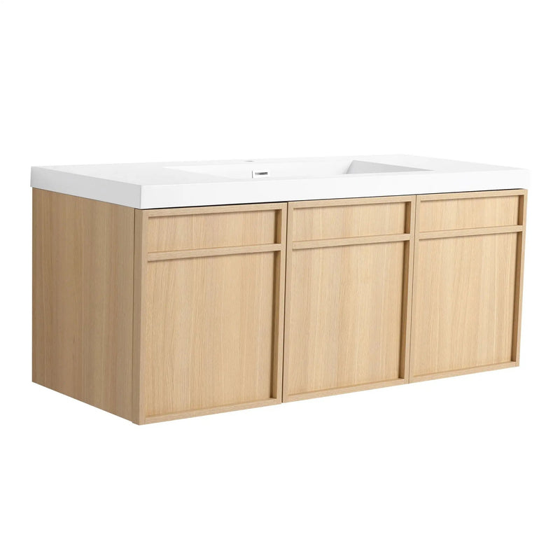Wall-Mounted Bathroom Vanity With Resin Sink And Soft Closing Doors by Unique Piece Furniture