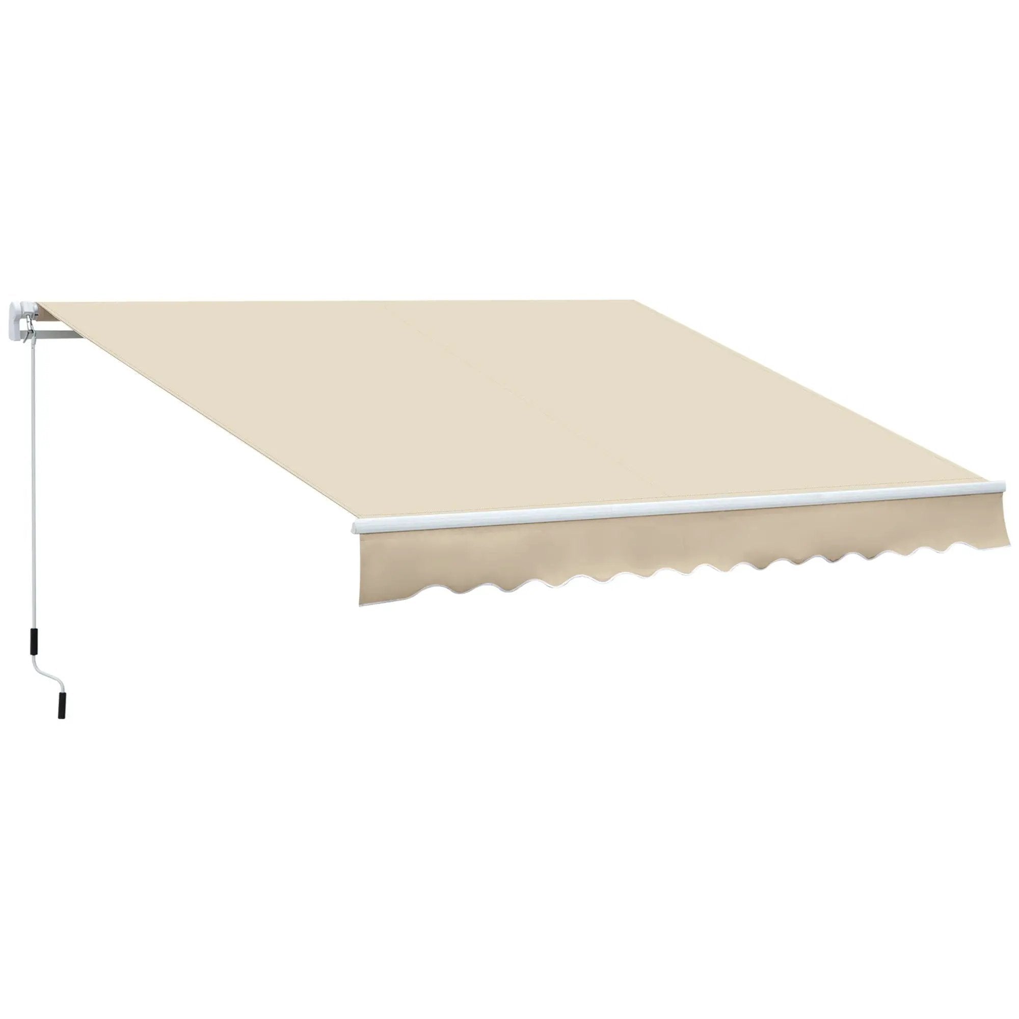 Outsunny - 12' x 8' Retractable Awning Patio Awnings Sun Shade Shelter With Manual Crank Handle, 280G / M² Uv & Water-Resistant Fabric And Aluminum Frame For Deck, Balcony, Yard - Cream White by Unique Piece Furniture