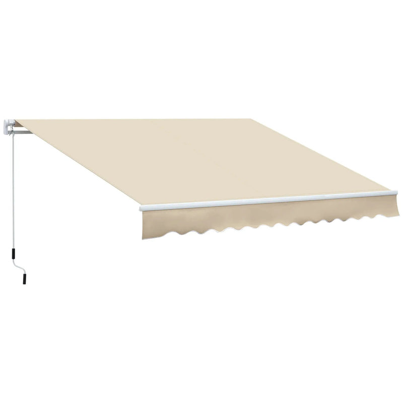 Outsunny - 12' x 8' Retractable Awning Patio Awnings Sun Shade Shelter With Manual Crank Handle, 280G / M² Uv & Water-Resistant Fabric And Aluminum Frame For Deck, Balcony, Yard - Cream White by Unique Piece Furniture