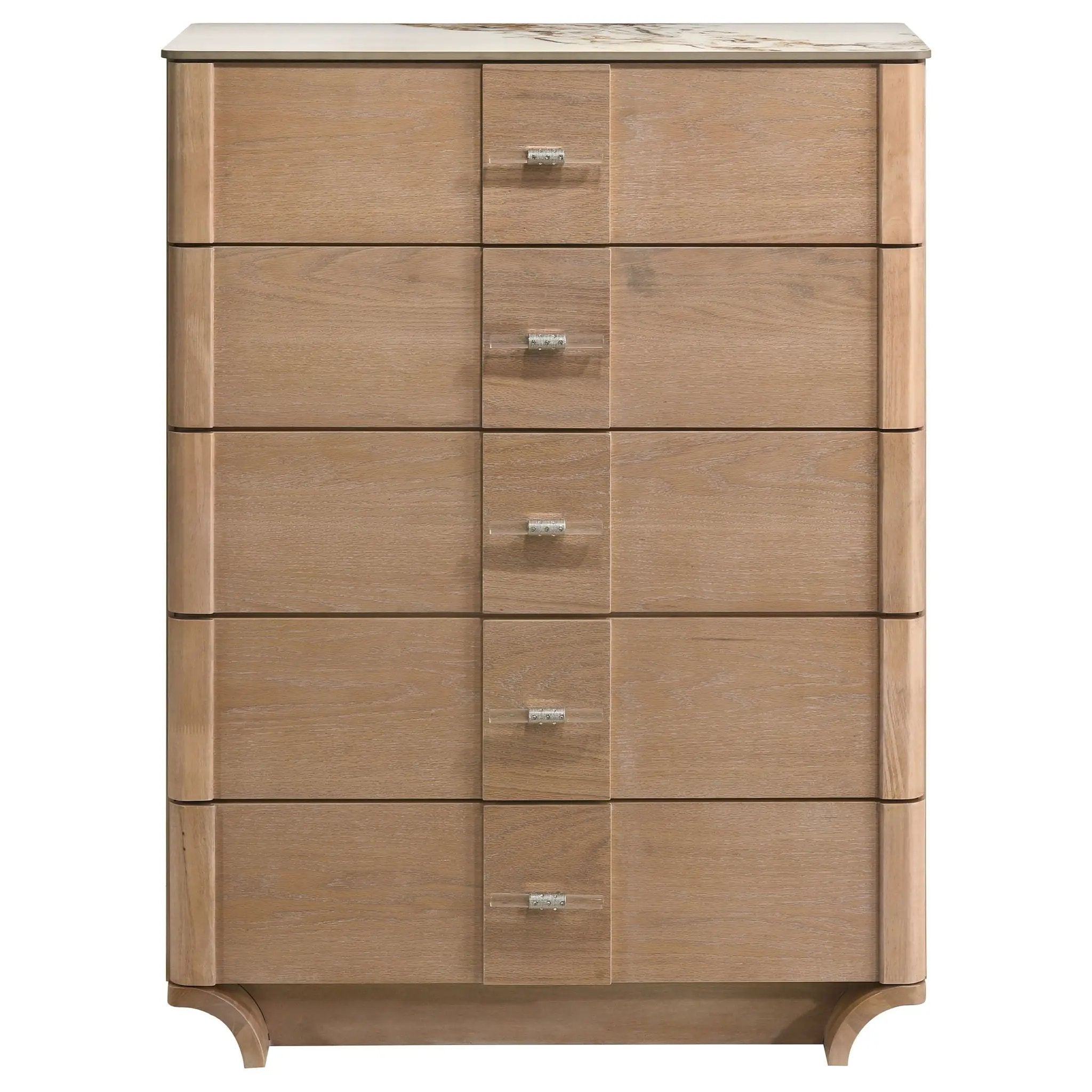 Leanne 5-drawer Sinter Stone Top Chest of Drawers Light Oak by Unique Piece Furniture