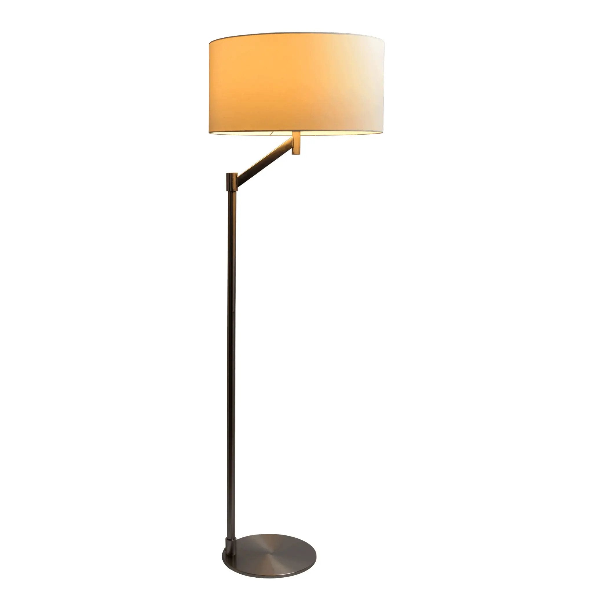Serene - Floor Lamp With Rotary Switch Base Linen Shade - Brushed Nickel / White by HouseOfZazla