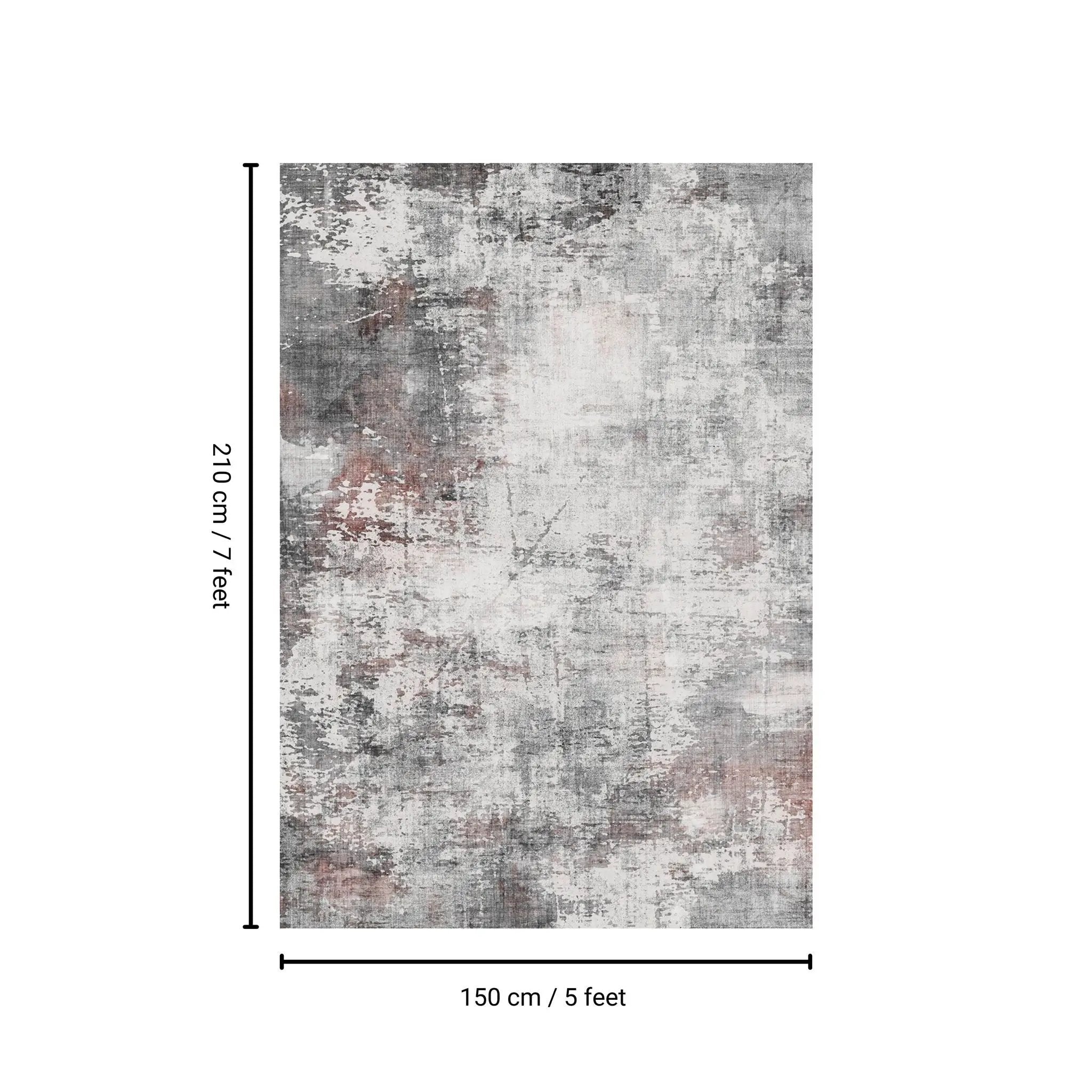 Toucan - 5' X 7' Washable Non - Slip Area Rug - Ivory / Dark Gray by HouseOfZazla