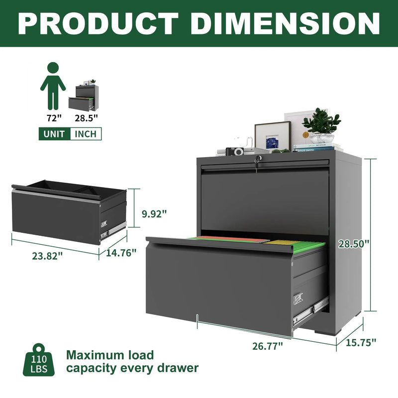 Premium Drawer Metal Lateral File Cabinet With Lock by Unique Piece Furniture