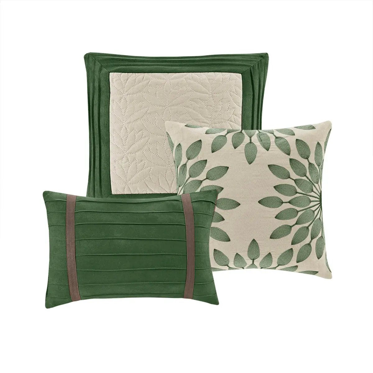 7 Pc Faux Suede Comforter Set Green Queen by HouseOfZazla