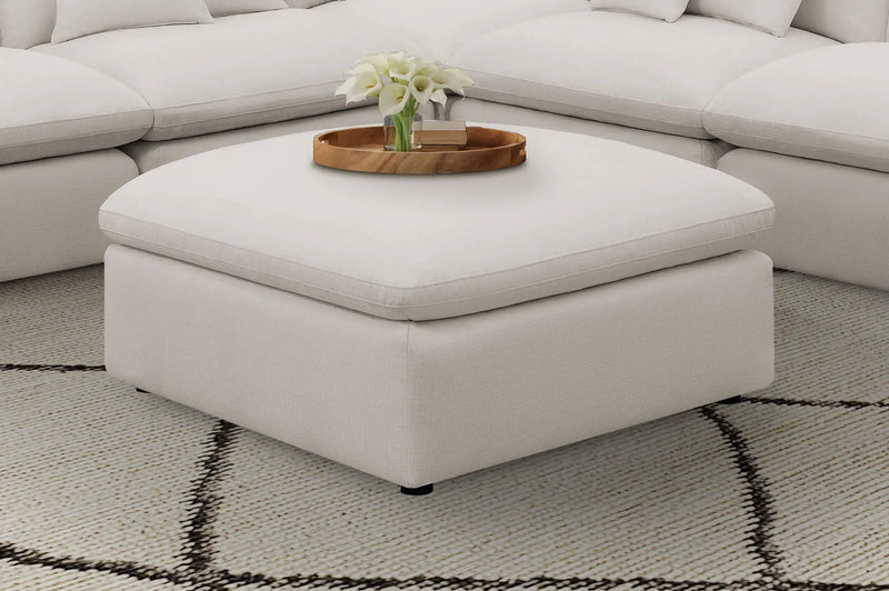 Hobson Square Upholstered Ottoman Ivory by Unique Piece Furniture