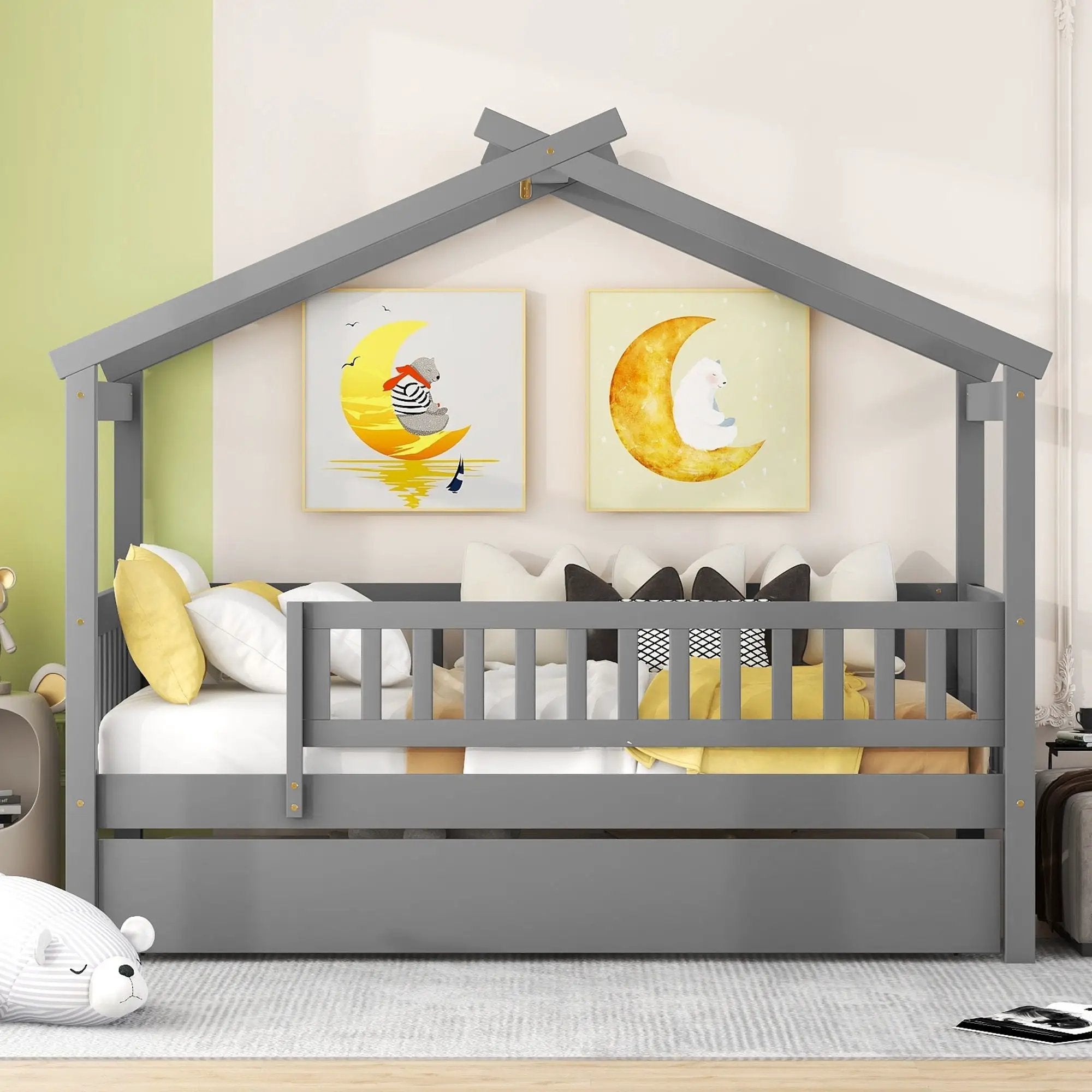 Creativity House Bed With Twin Size Trundle by Unique Piece Furniture