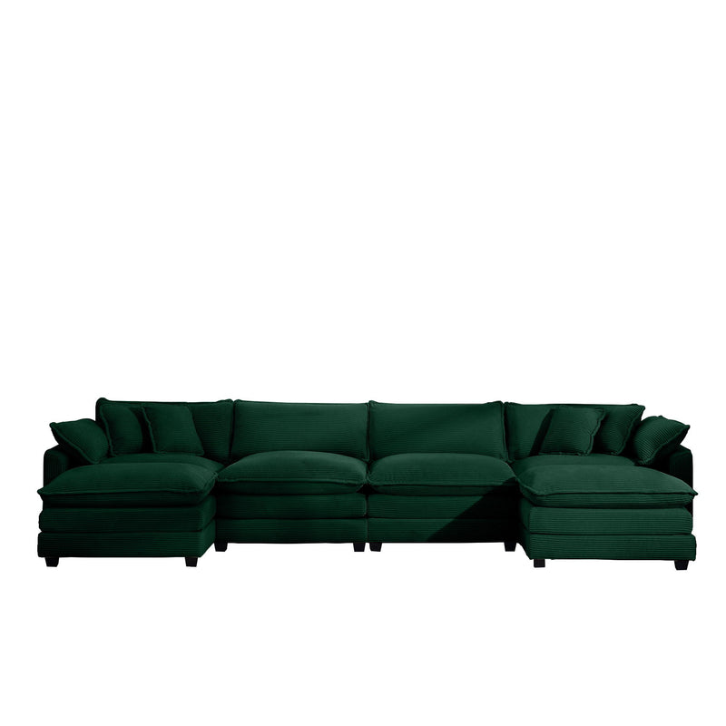 Modern Oversized Modular Cushion Sofa With Ottoman, Low Back, Deep Seating Sofa Set by Unique Piece Furniture