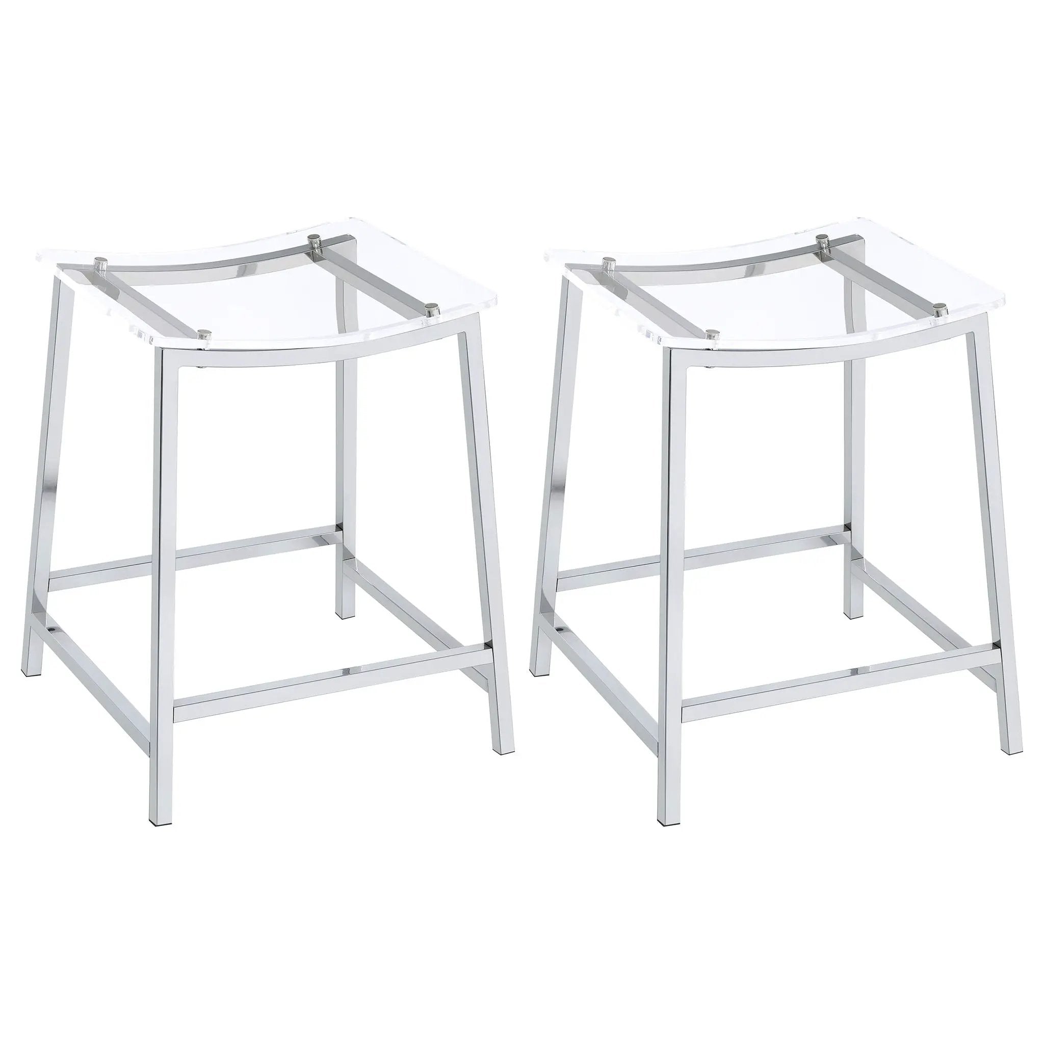 Jovani Acrylic Backless Counter Stool Chrome (Set of 2) by Unique Piece Furniture