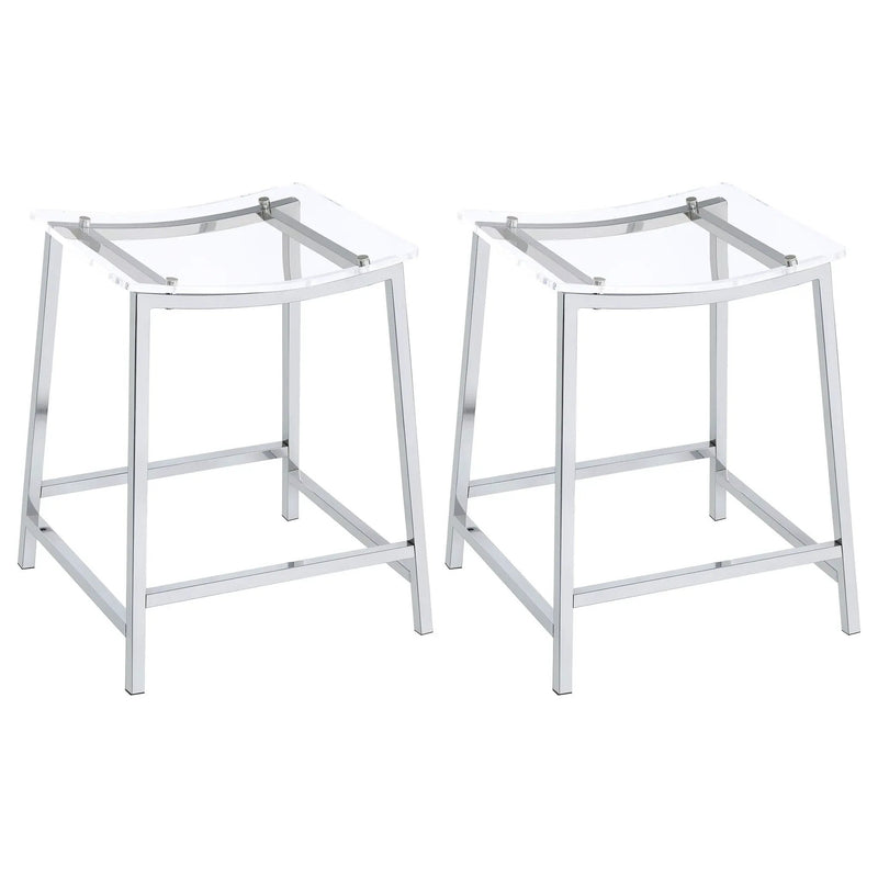 Jovani Acrylic Backless Counter Stool Chrome (Set of 2) by Unique Piece Furniture
