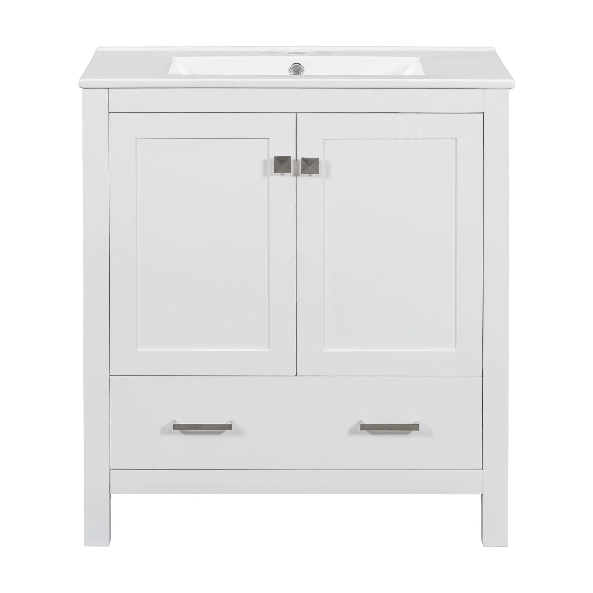 Bathroom Vanity With Single Sink, Combo Cabinet Undermount Sink, Bathroom Storage Cabinet With Two Doors And A Drawer, Soft Closing, Multifunctional Storage, Solid Wood Frame by HouseOfZazla