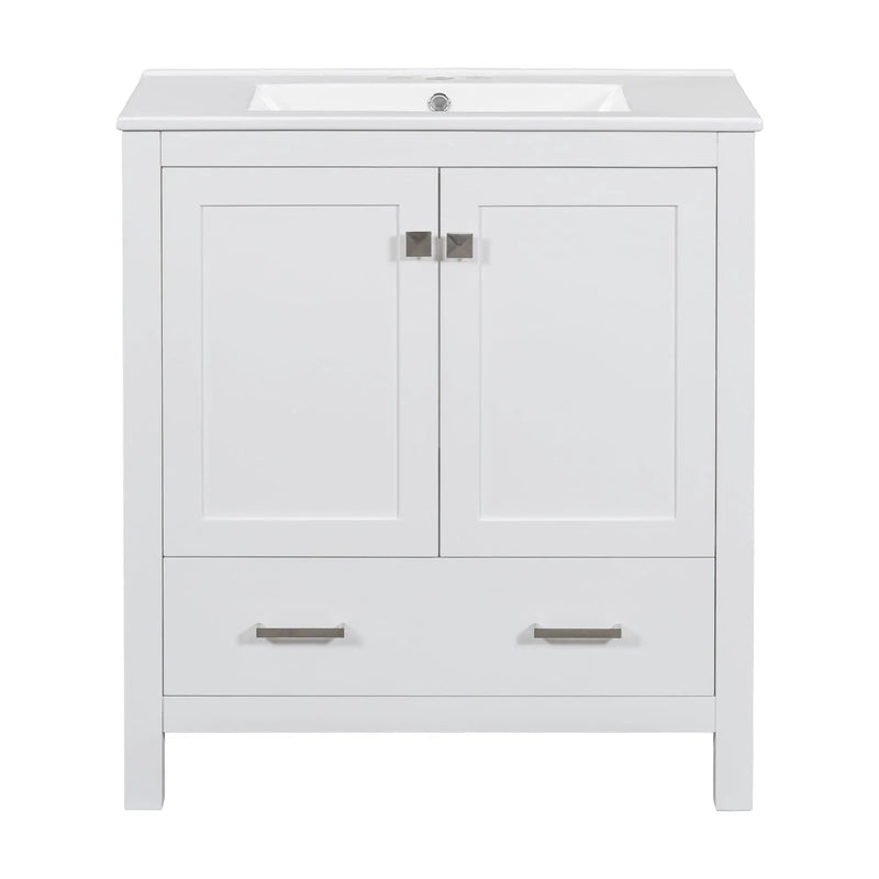 Bathroom Vanity With Single Sink, Combo Cabinet Undermount Sink, Bathroom Storage Cabinet With Two Doors And A Drawer, Soft Closing, Multifunctional Storage, Solid Wood Frame by HouseOfZazla