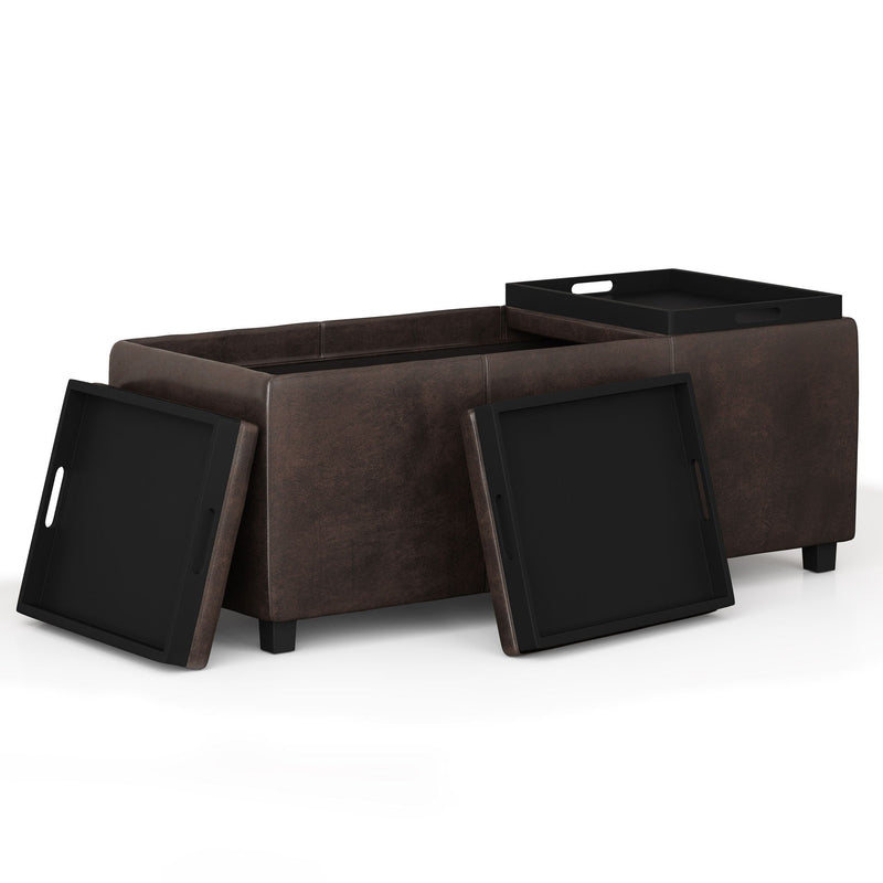 Distressed Brown Storage Ottoman with Interior Storage - Dark Brown, photo 7 of 7