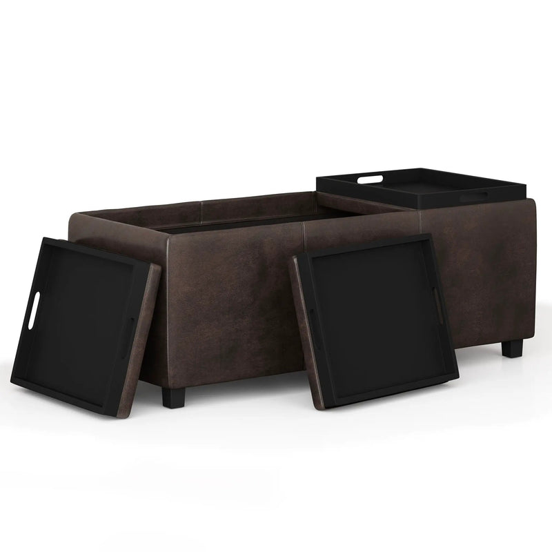 Avalon - Storage Ottoman - Distressed Brown by HouseOfZazla