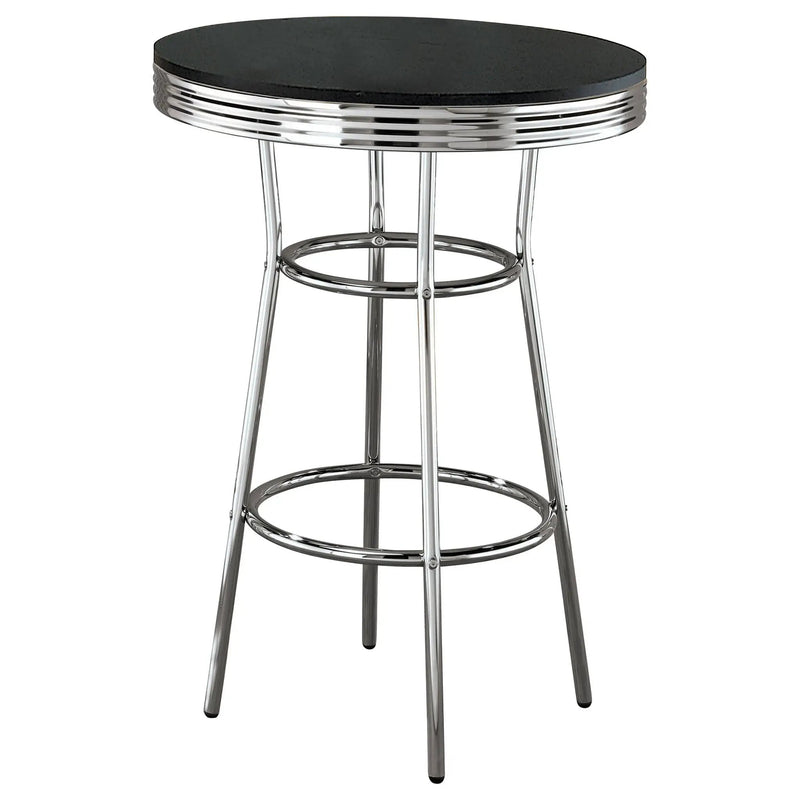 Retro 3-piece Round 1950s Bistro Pub Bar Table Set Black by Unique Piece Furniture