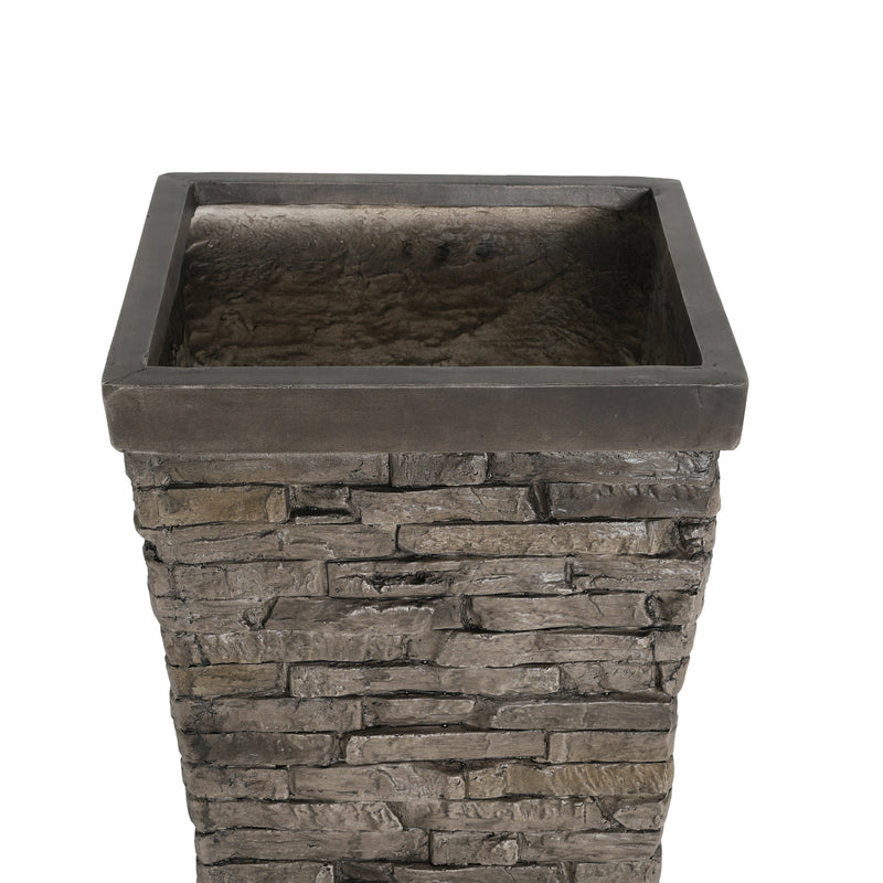 Tall Stone-Effect Square Planter by HouseOfZazla