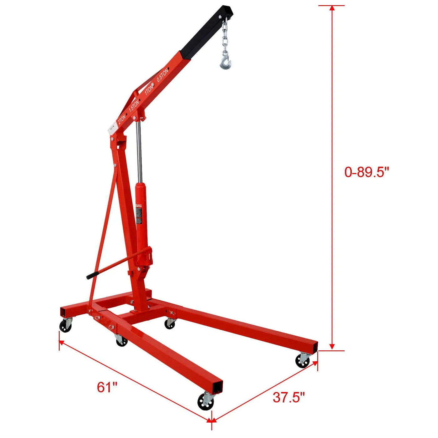 2 Ton Folding Engine Hoist Crane Lift with 6 Wheels by HouseOfZazla
