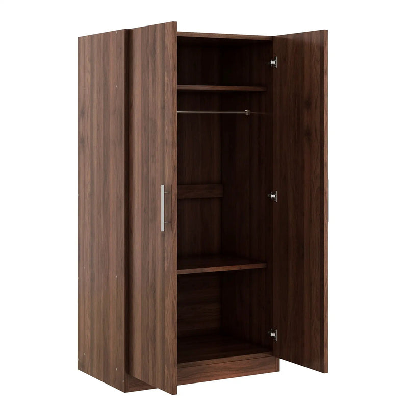 2 Door Wooden Wardrobe Armoire With 3 Storage Shelves - Brown by HouseOfZazla