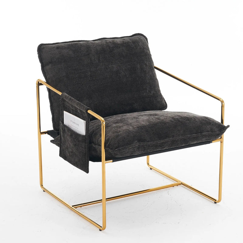 Upholstered Hanging Armchair With Arm Pocketsmetal Frame (Set of 2), Plated Craftsmanship, Crushed Foam Cushions And Skin-Friendly Woven Fabric For Living Room And Bedroom by HouseOfZazla