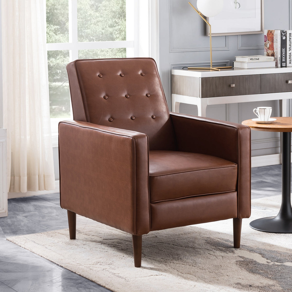 Mid-Century Modern Fabric Recliner Chair with Thick Cushions - Multiple Colors, photo 10 of 13