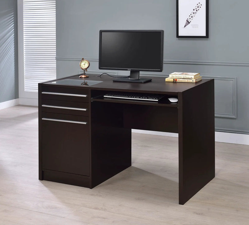Halston 47-inch 2-drawer Office Desk with Cabinet Cappuccino by Unique Piece Furniture
