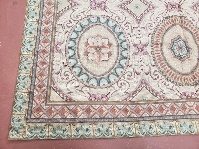 New Needlepoint Rug, 6x9 Needlepoint Carpet, Flatweave Rug, Vicotorian French European English Decor, Elegant Rug for Living Room, Handmade by Jewel Rugs
