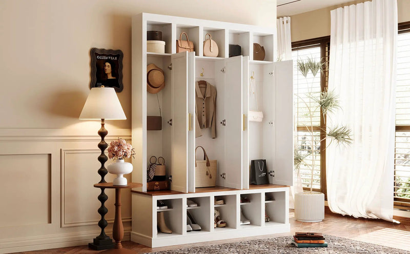 U-Can Farmhouse Entryway Storage Cabinet with Shoe Rack & Display Cubbies by HouseOfZazla