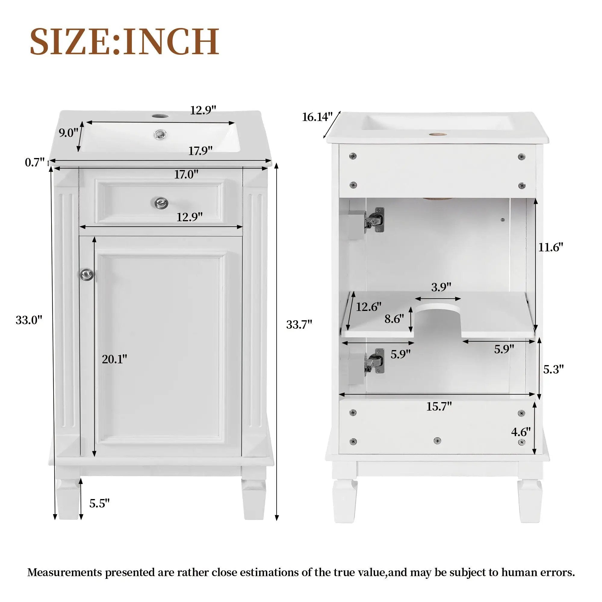Bathroom Vanity With Sink, Soft-Closing Door, Adjustable Shelf by Unique Piece Furniture