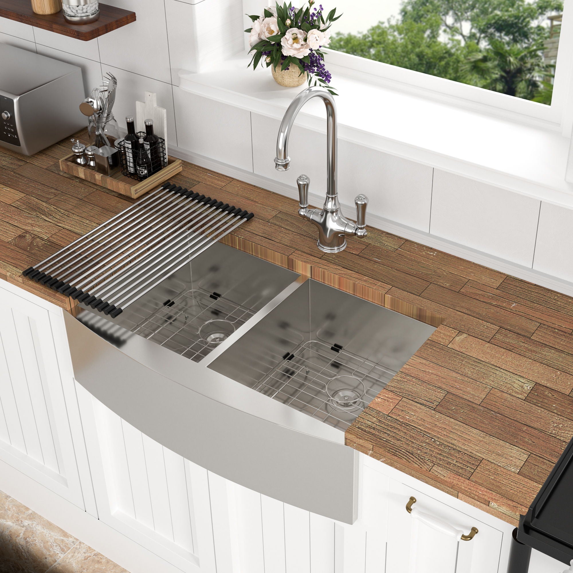 Farmhouse Double Bowl Sink With 50/50 Layout by HouseOfZazla