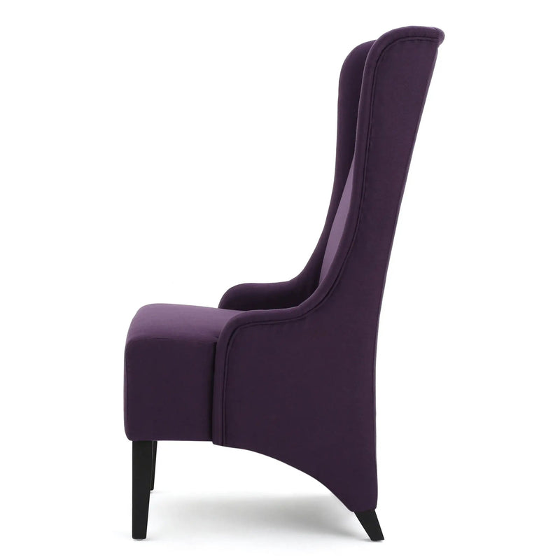 Fabric Dining Chair With High Back And Birch Wood Legs - Plum by HouseOfZazla