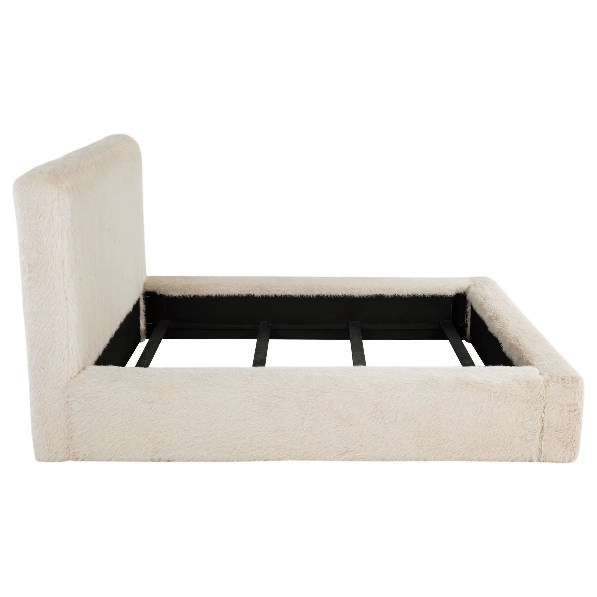 Rebecca Faux Fur Upholstered Queen Bed Cream by Unique Piece Furniture