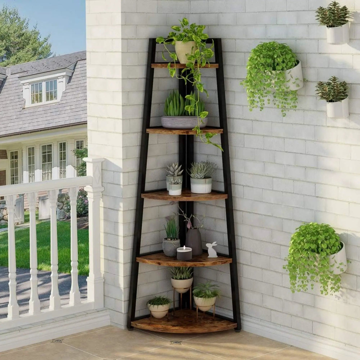 Tall 5 Tier Corner Bookshelf For Living Room by HouseOfZazla