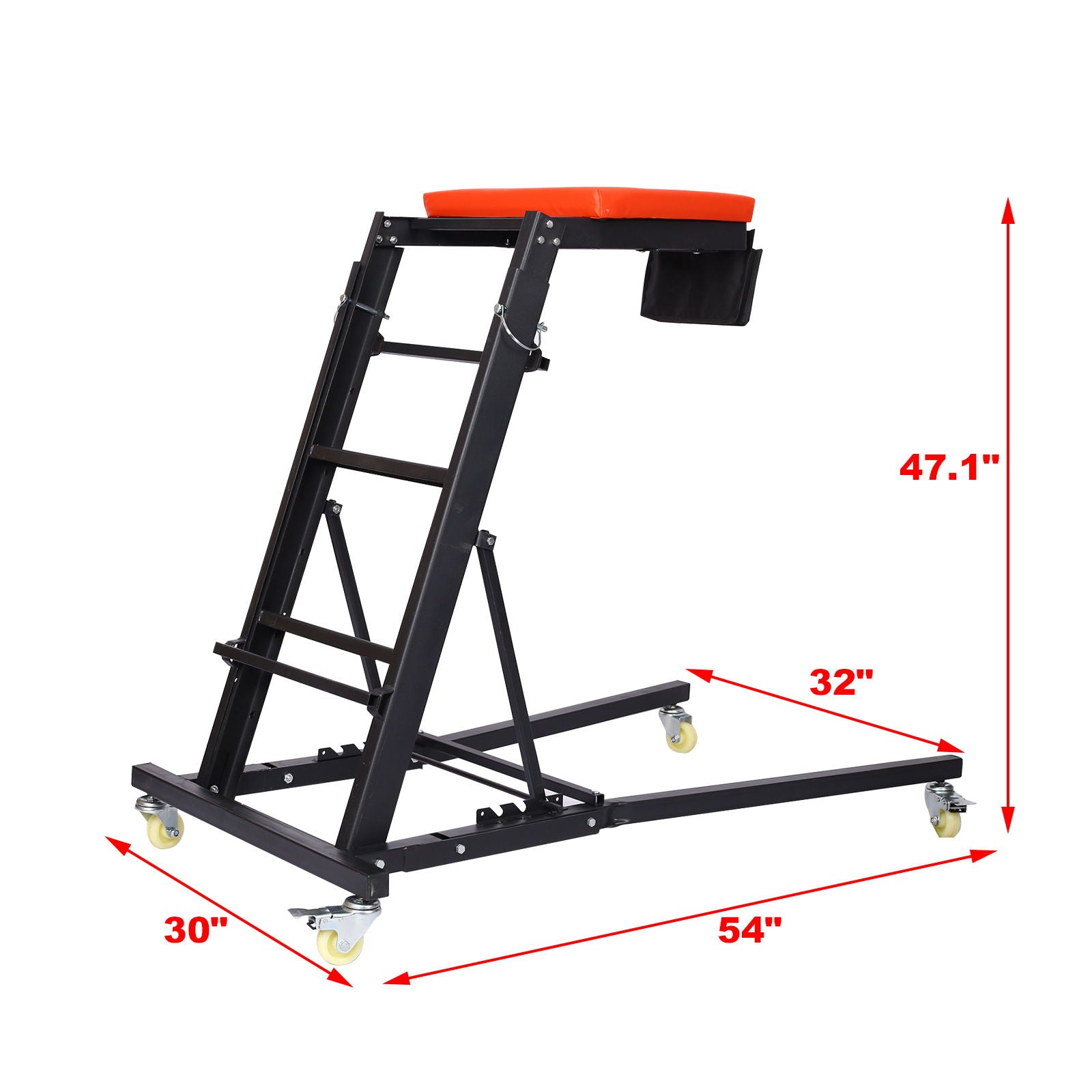 Heavy Duty Foldable Rolling Engine Top Creeper With Padded Deck And Locking Casters - Black by HouseOfZazla