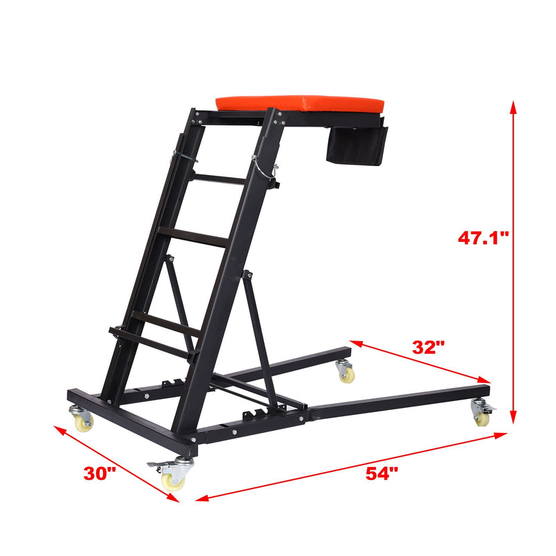 Heavy Duty Foldable Rolling Engine Top Creeper With Padded Deck And Locking Casters - Black by HouseOfZazla