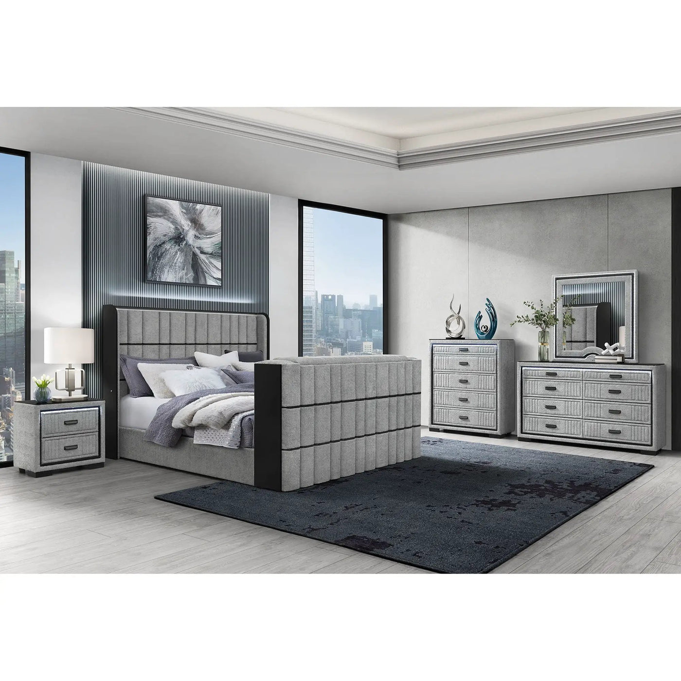 Isaiah - Bed With TV Lift-LED Speakers And Fireplace by HouseOfZazla