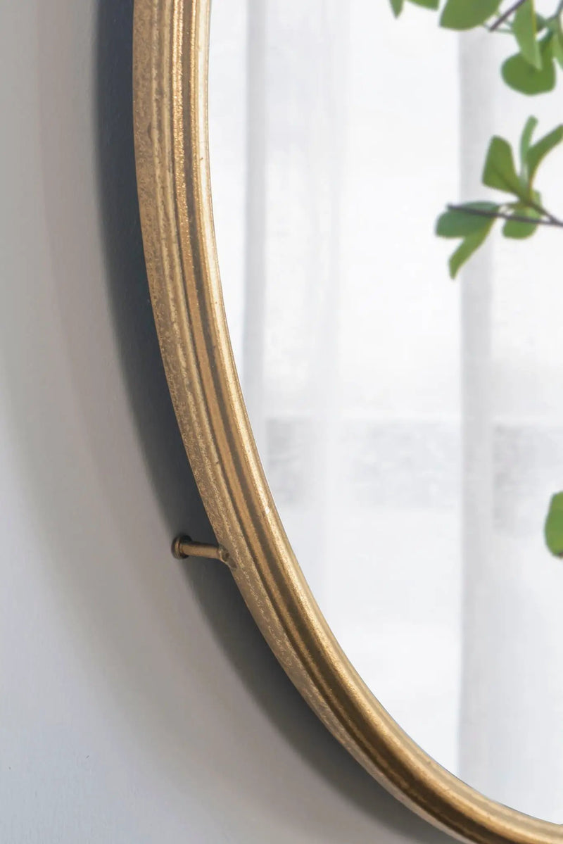 Circle Wall Mirror With Iron Frame, Accent Mirror For Living Room by Unique Piece Furniture