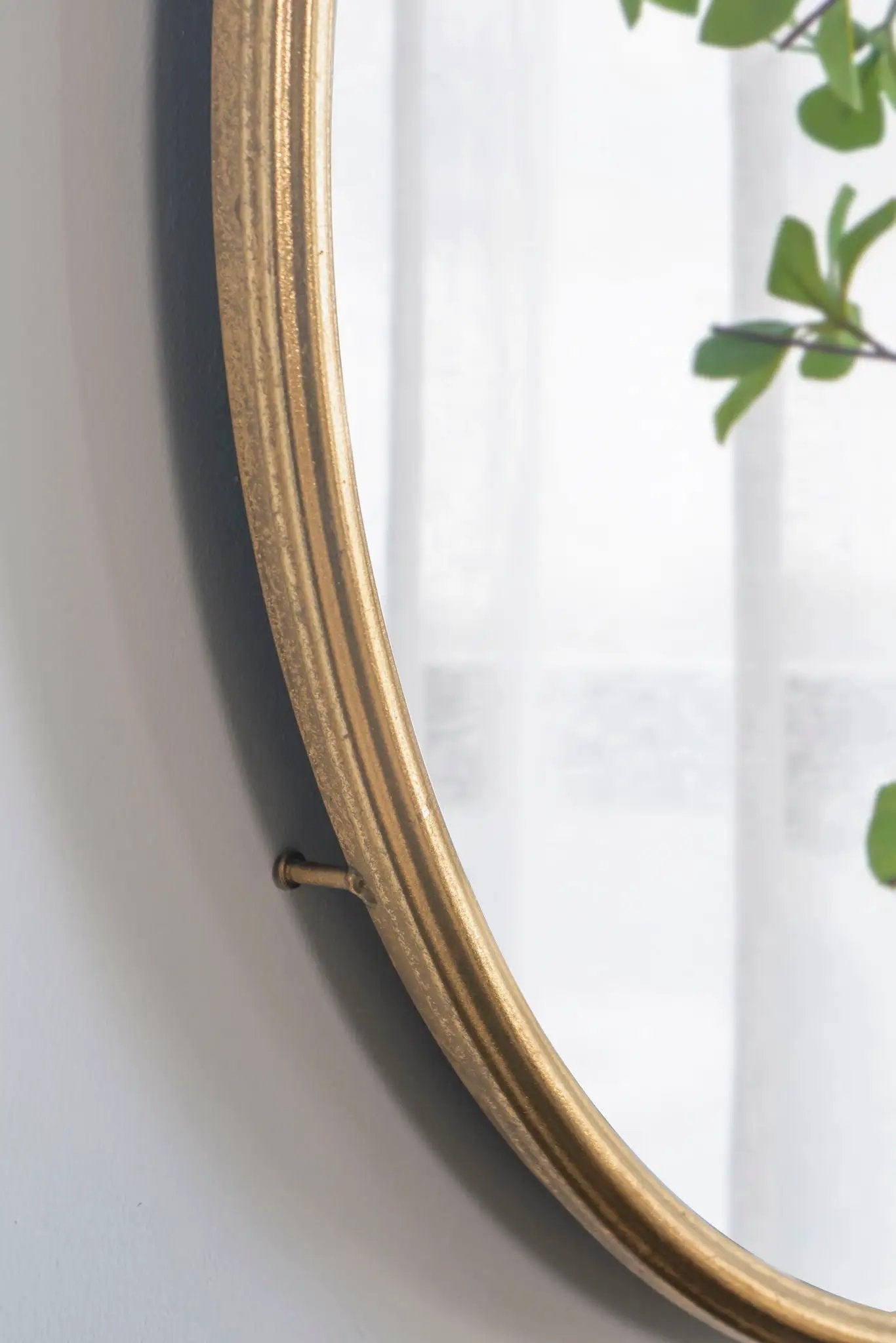 Circle Wall Mirror With Iron Frame, Accent Mirror For Living Room by Unique Piece Furniture