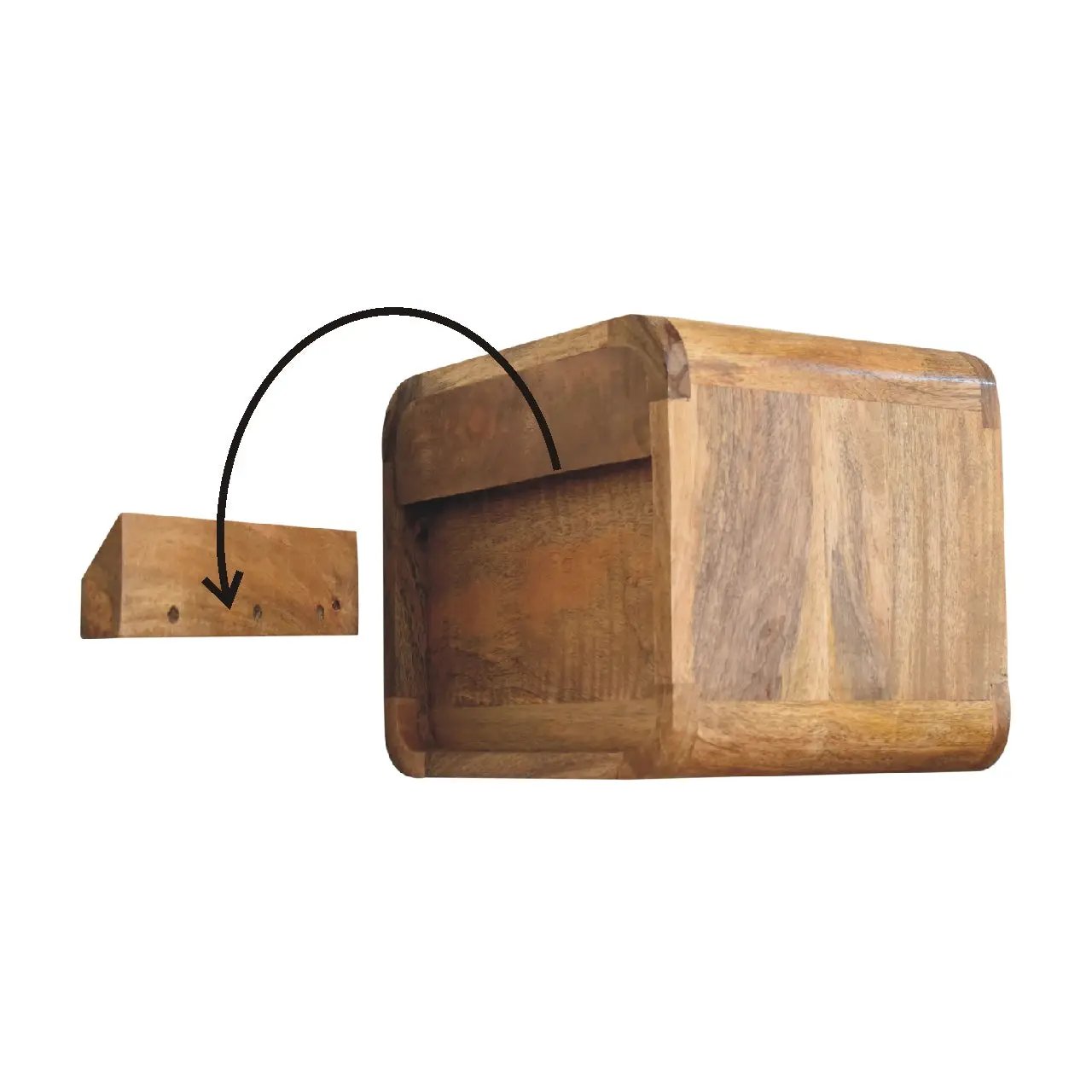 Solid Wood Mini Oak-ish Floating Open Bedside, 1-Drawer by HouseOfZazla