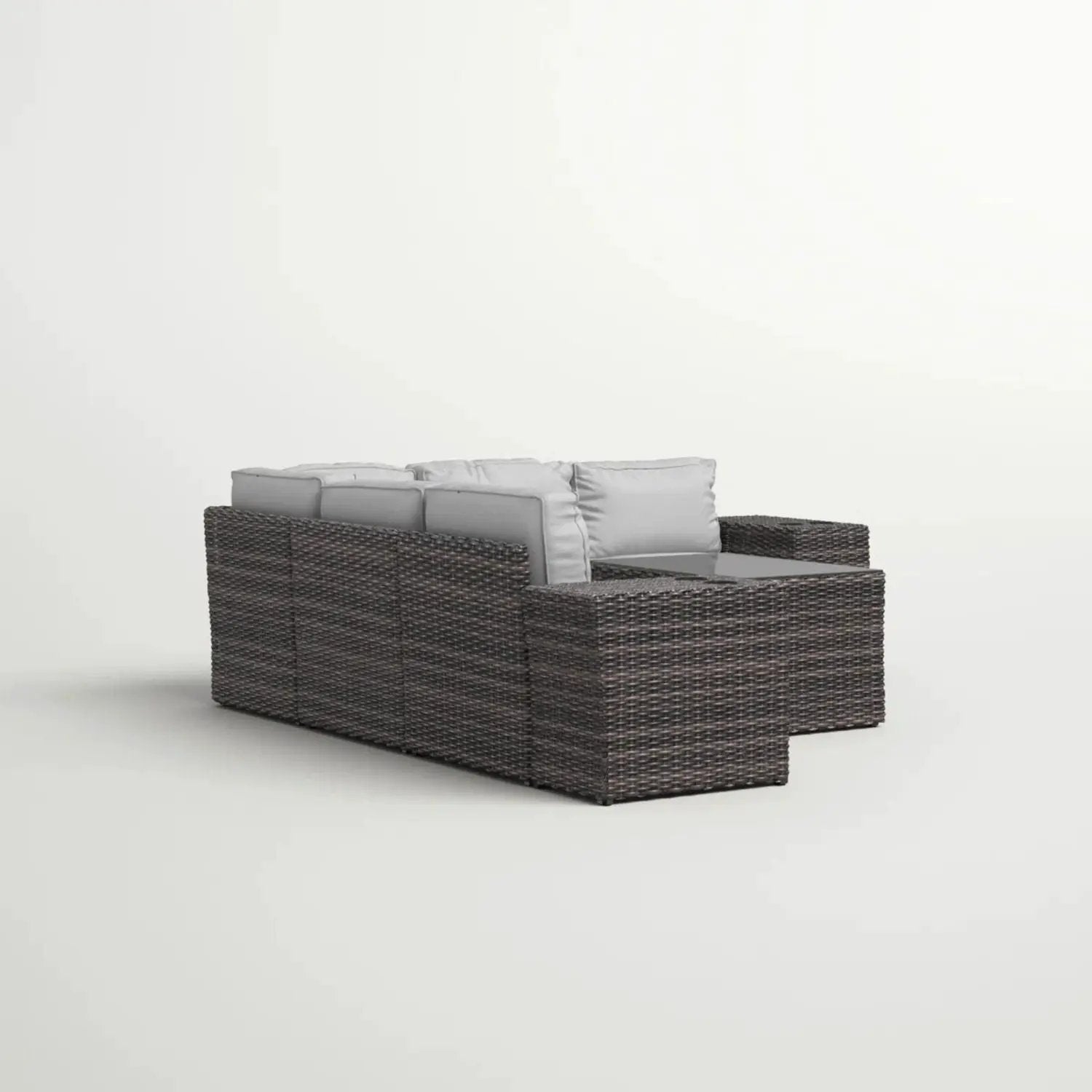 Modern Patio Rattan Sectional Set With Cushions by HouseOfZazla