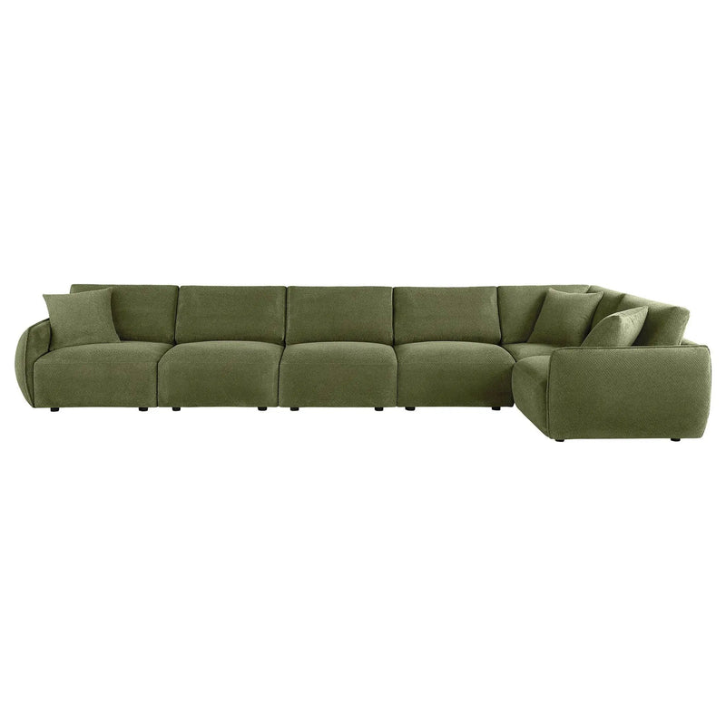 Elysia 6-piece Chenille Upholstered Modular Sectional Sofa Green by Unique Piece Furniture