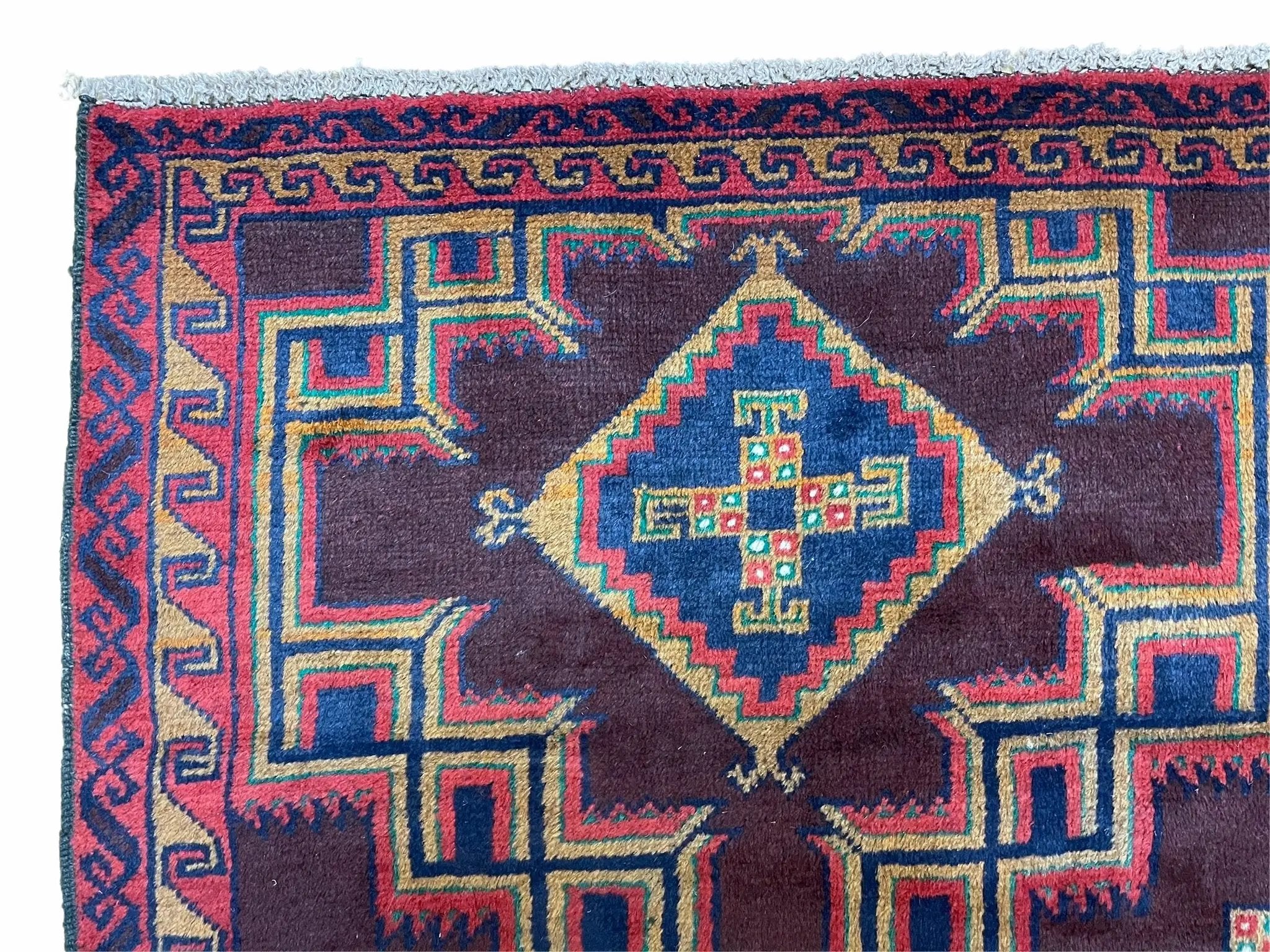 2'11" X 4'6" Vintage Handmade Tribal Wool Rug Balouchi Rug Afghan Rug Geometric by Jewel Rugs