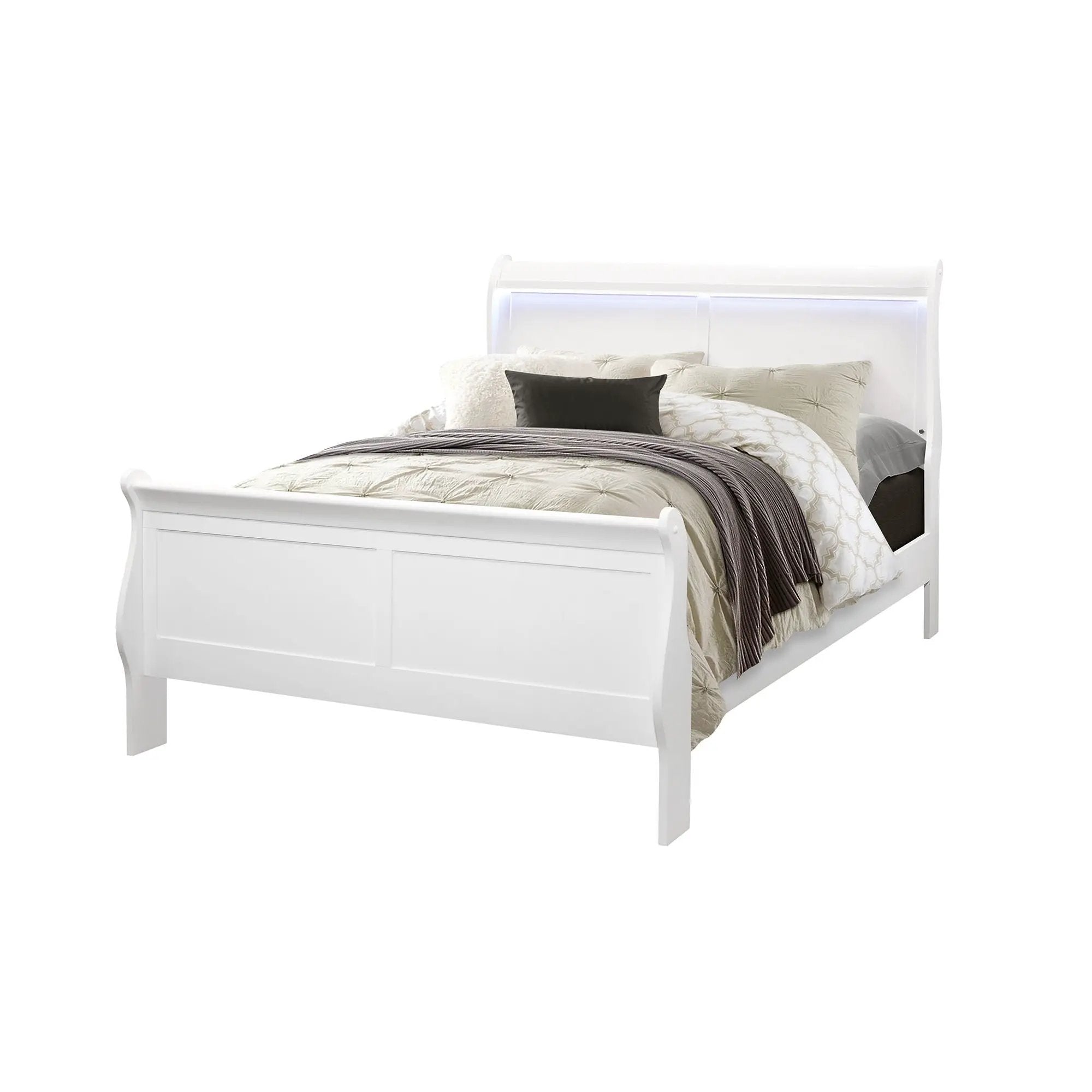 Charlston - Modern Sleigh Design Bed With LED by HouseOfZazla