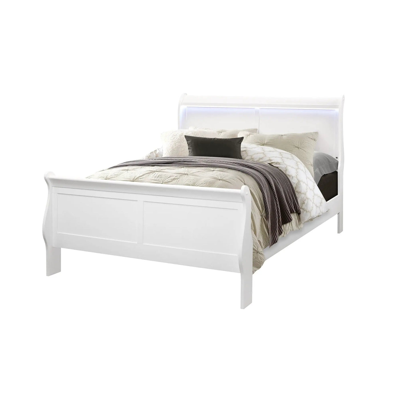 Charlston - Modern Sleigh Design Bed With LED by Unique Piece Furniture