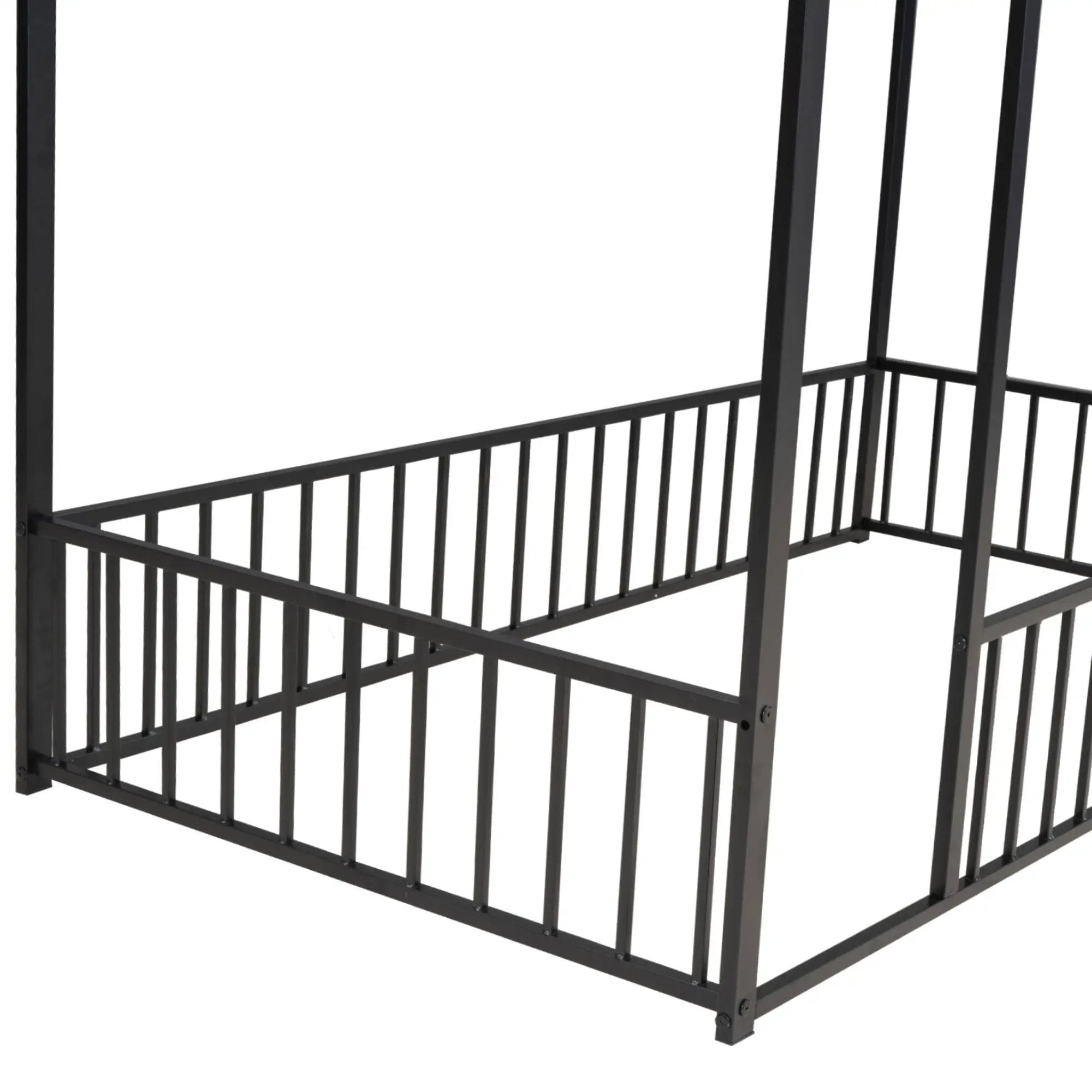 Metal Bed House Bed Frame With Fence by Unique Piece Furniture