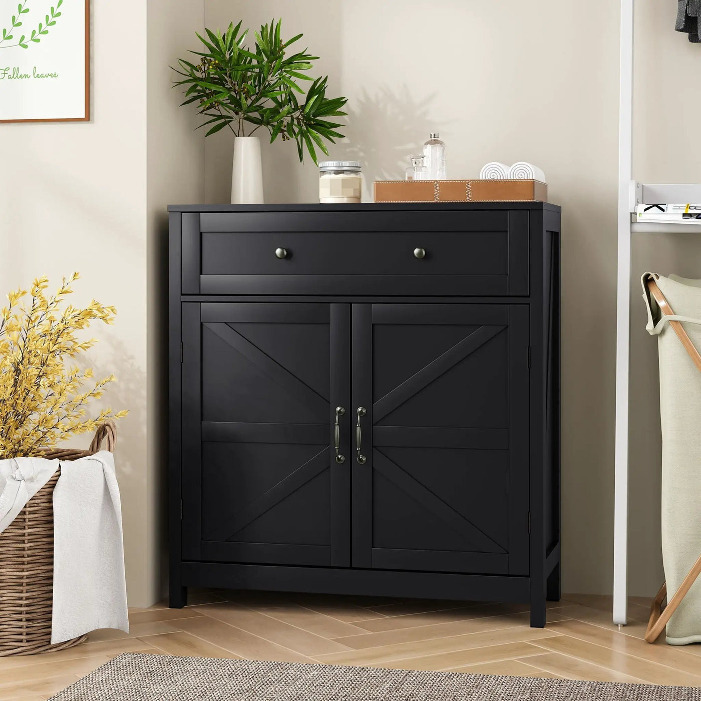 Farmhouse Storage Cabinet With Drawer And Adjustable Shelf by HouseOfZazla