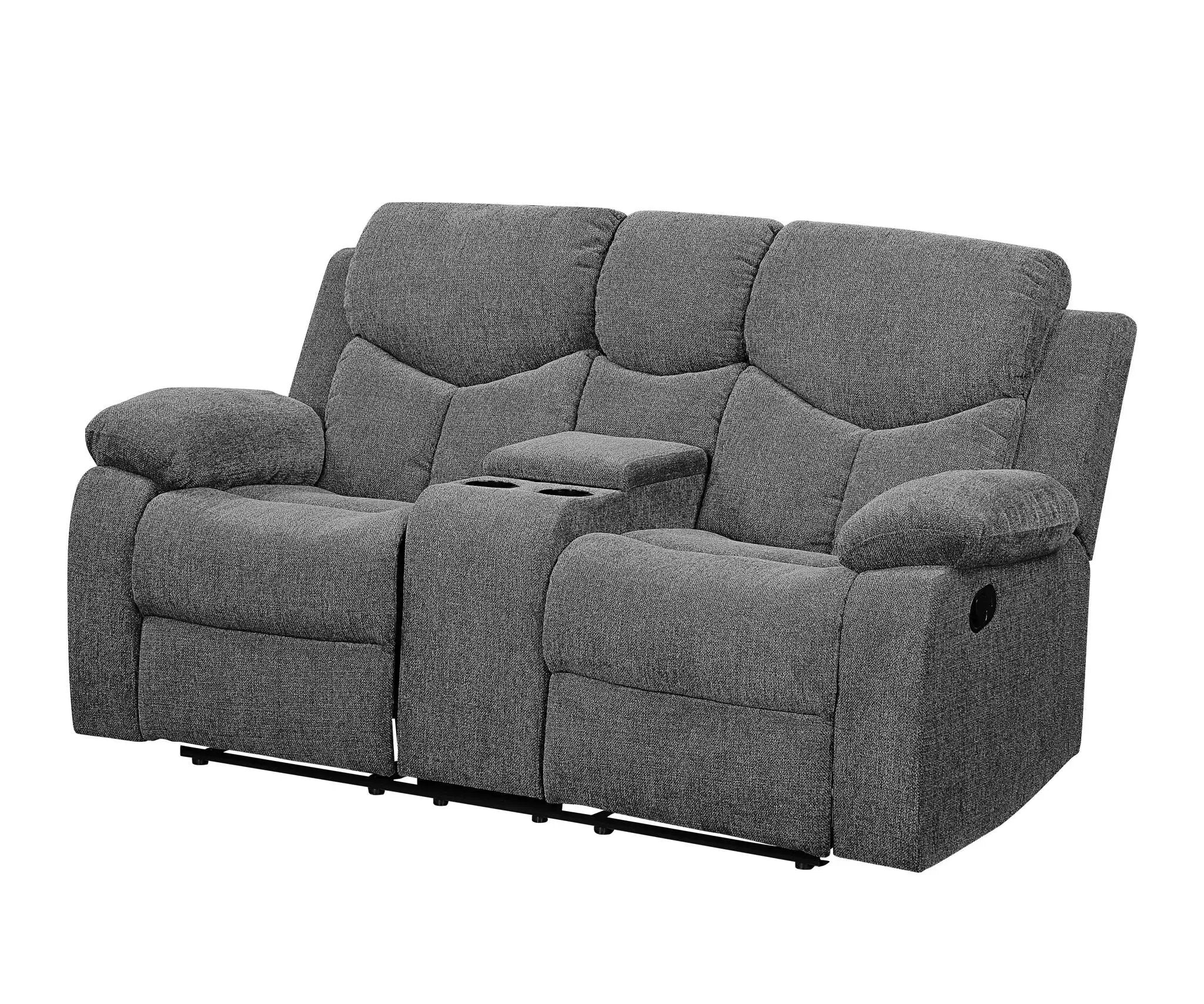 Kalen - Chenille Loveseat With Console - Gray by Unique Piece Furniture